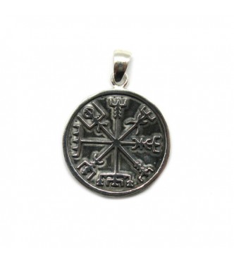 PE001401 Genuine sterling silver pendant viking symbol Vegvisir solid hallmarked 925